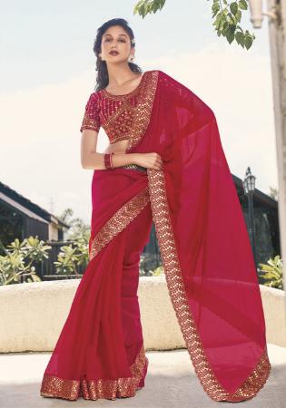 Picture of Fine Georgette Fire Brick Saree