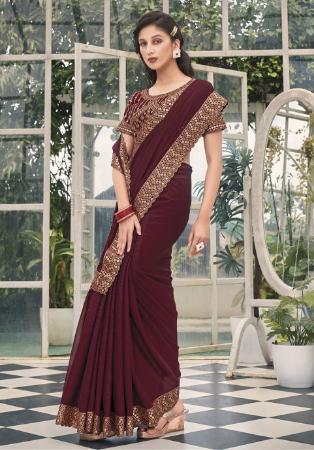 Picture of Fascinating Georgette Brown Saree