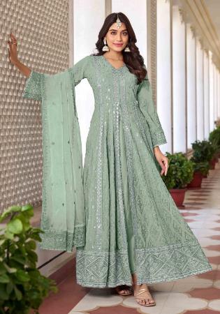 Picture of Georgette Dark Sea Green Anarkali Salwar Kameez