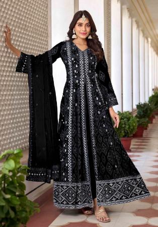 Picture of Elegant Georgette Black Anarkali Salwar Kameez