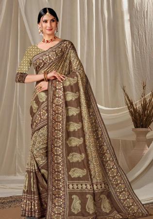 Picture of Appealing Silk Dark Olive Green Saree