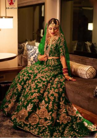 Picture of Elegant Linen & Net Forest Green Lehenga Choli