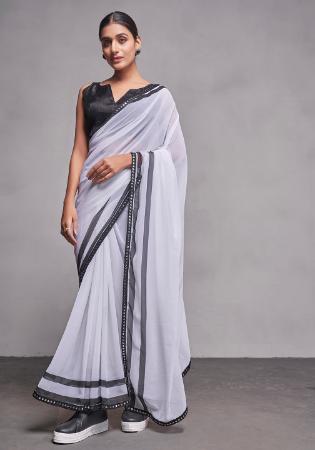 Picture of Alluring Georgette Ghost White Saree