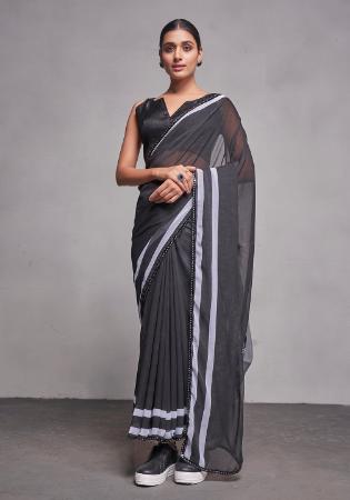 Picture of Ideal Georgette Black Saree