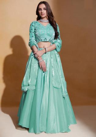 Picture of Silk & Organza Dark Sea Green Lehenga Choli