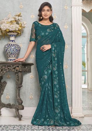 Picture of Magnificent Georgette Dark Slate Grey Saree