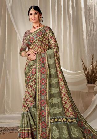 Picture of Excellent Silk Dim Gray Saree