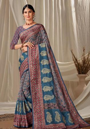 Picture of Beauteous Silk Dark Slate Blue Saree