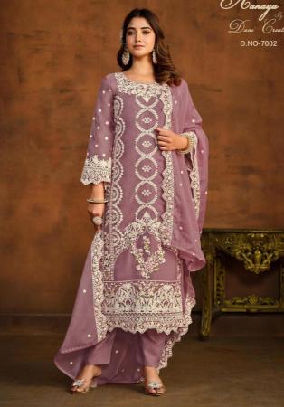 Picture of Classy Organza Grey Straight Cut Salwar Kameez