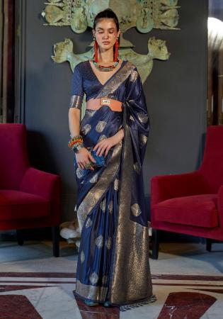 Picture of Nice Satin Navy Blue Saree