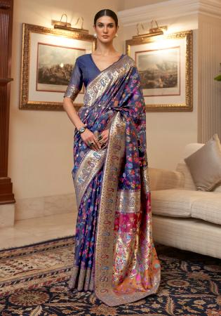 Picture of Amazing Georgette Dark Slate Blue Saree