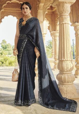 Picture of Nice Silk Dark Slate Grey Saree