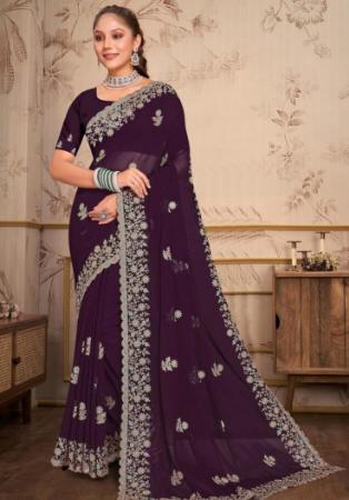 Picture of Enticing Georgette Dark Magenta Saree