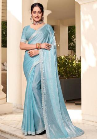 Picture of Stunning Silk Cadet Blue Saree