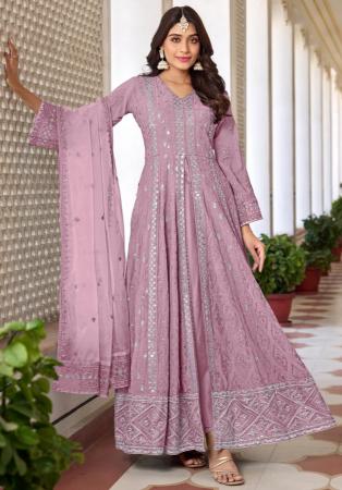 Picture of Statuesque Georgette Rosy Brown Anarkali Salwar Kameez