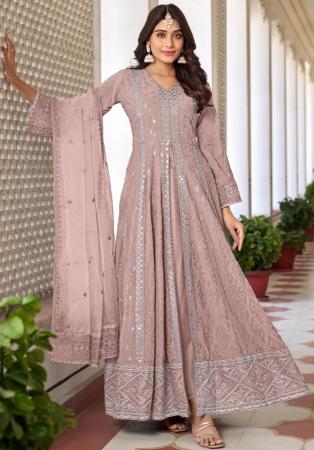 Picture of Alluring Georgette Rosy Brown Anarkali Salwar Kameez