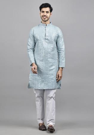 Picture of Classy Silk Light Steel Blue Kurtas