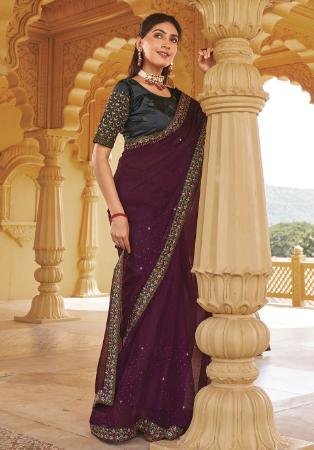 Picture of Excellent Chiffon Black Saree