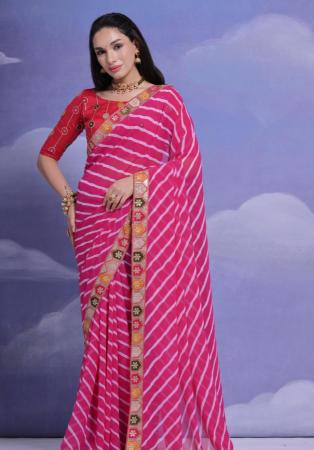 Picture of Statuesque Georgette Hot Pink Saree