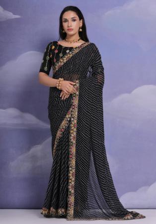 Picture of Radiant Georgette Black Saree