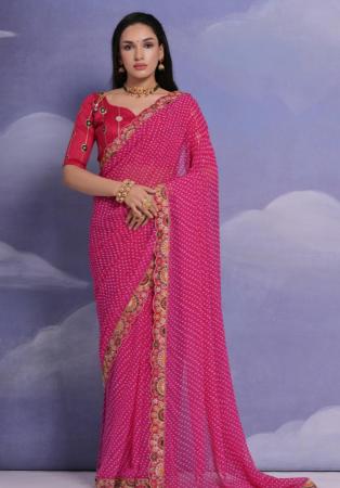 Picture of Excellent Georgette Pink Saree