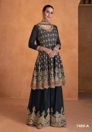 Picture of Georgette Dark Slate Grey Straight Cut Salwar Kameez