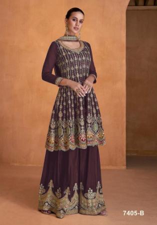 Picture of Georgette Dark Olive Green Straight Cut Salwar Kameez