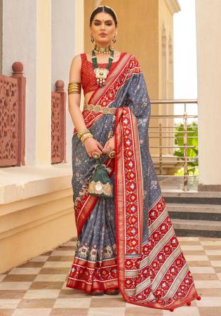 Picture of Fascinating Silk Slate Grey Saree