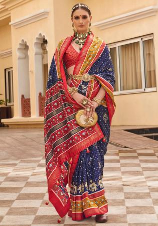 Picture of Statuesque Silk Dark Slate Blue Saree