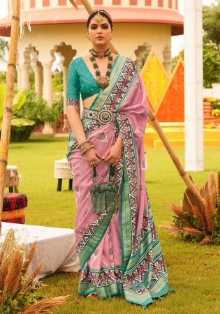 Picture of Delightful Silk Pale Violet Red Saree