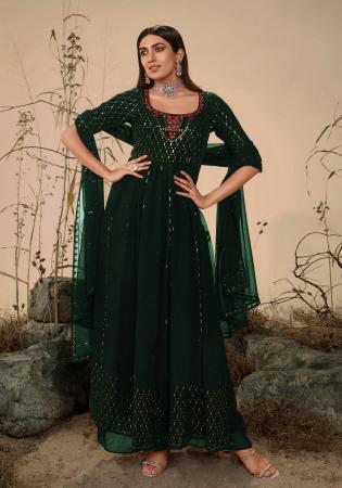 Picture of Delightful Georgette Dark Green Readymade Salwar Kameez