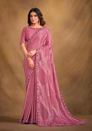 Picture of Sublime Georgette & Satin & Silk Hot Pink Saree