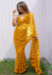 Picture of Well Formed Net Dark Golden Rod Saree