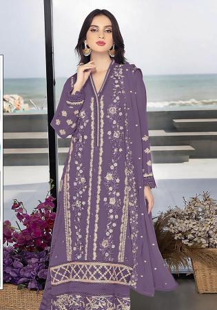 Picture of Georgette Slate Grey Straight Cut Salwar Kameez