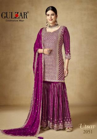 Picture of Elegant Chiffon Purple Straight Cut Salwar Kameez