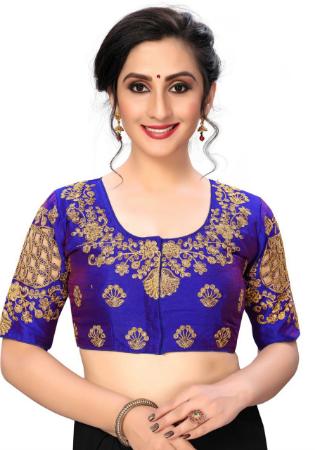 Picture of Ravishing Silk Medium Blue Designer Blouse