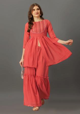 Picture of Superb Georgette Indian Red Readymade Salwar Kameez