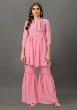 Picture of Georgette Light Coral Readymade Salwar Kameez