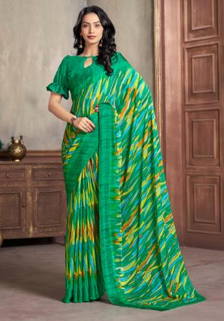 Picture of Exquisite Chiffon Teal Saree