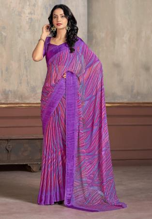 Picture of Beauteous Chiffon Dark Slate Blue Saree