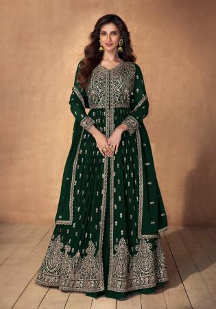 Picture of Georgette Dark Olive Green Readymade Salwar Kameez