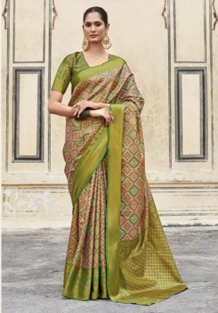 Picture of Fascinating Silk Dark Khaki Saree