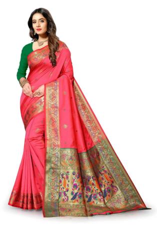 Picture of Radiant Silk Salmon Saree