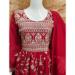 Picture of Lovely Silk Dark Red Straight Cut Salwar Kameez