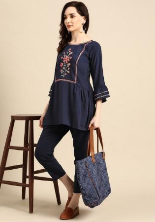 Picture of Ideal Rayon Navy Blue Kurtis & Tunic