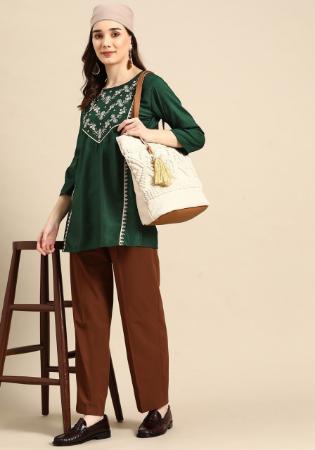 Picture of Enticing Rayon Sea Green Kurtis & Tunic