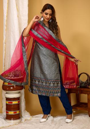 Picture of Shapely Silk Grey Readymade Salwar Kameez