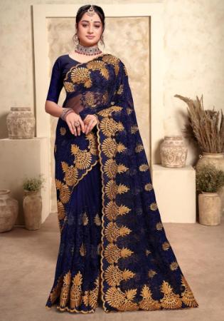 Picture of Fine Net Dark Slate Grey Saree