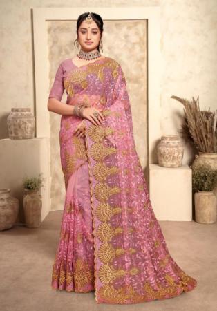 Picture of Marvelous Net Rosy Brown Saree