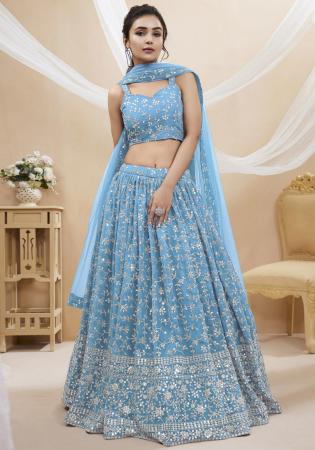 Picture of Graceful Georgette Cadet Blue Lehenga Choli